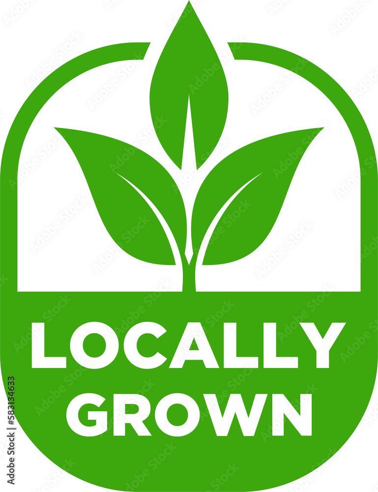 © muh - Locally grown flat stamp or slogan, locally grown label, eco-friendly emblem for packaging of regional farming fruits or vegetables © muh - Locally grown flat stamp or slogan, locally grown label, eco-friendly emblem for packaging of regional farming fruits or vegetables