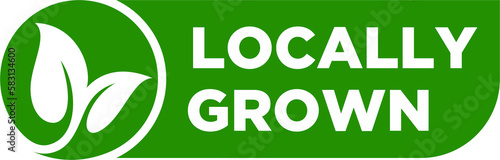 Фотография Locally grown flat stamp or slogan, locally grown label,  eco-friendly emblem fo