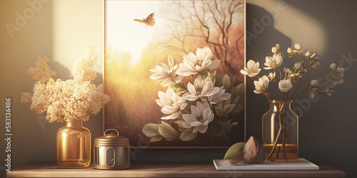 Warmth of Spring: Spring Background Aesthetic with Golden Light and Rustic Tones