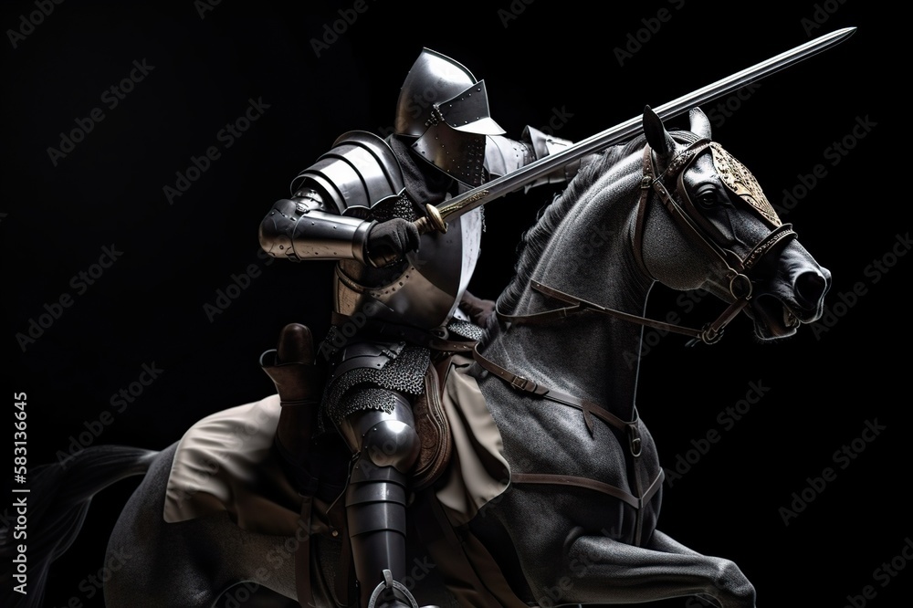 Fototapeta premium Knight in Shining Armor - Epic Render Made with Generative AI