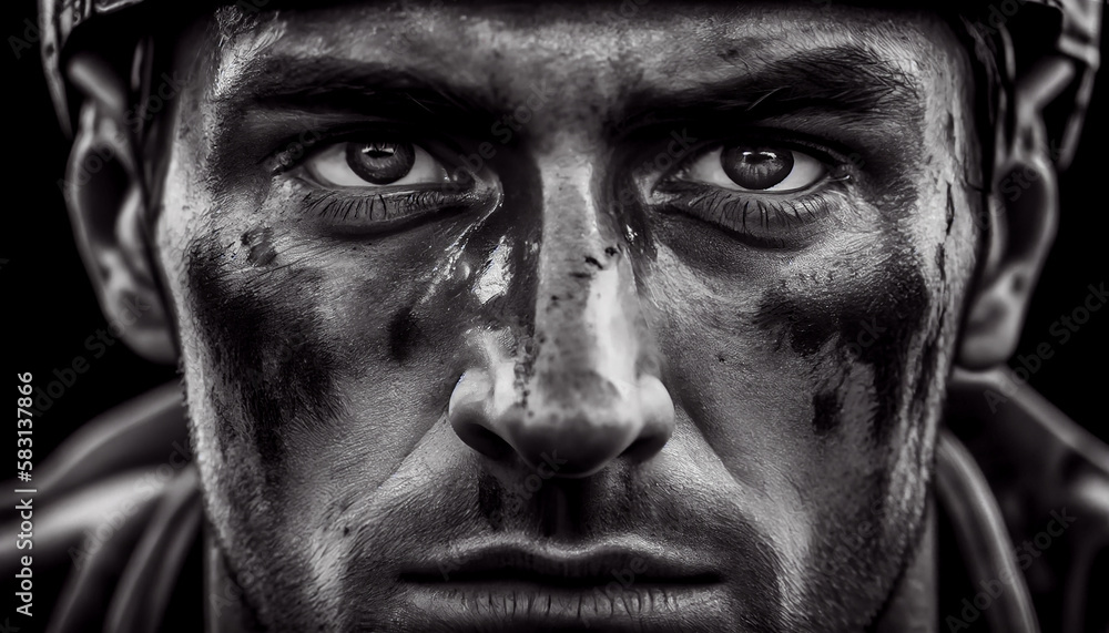 Black and white portrait of a serious man ,generative AI Black and white portrait of a serious man ,generative AI