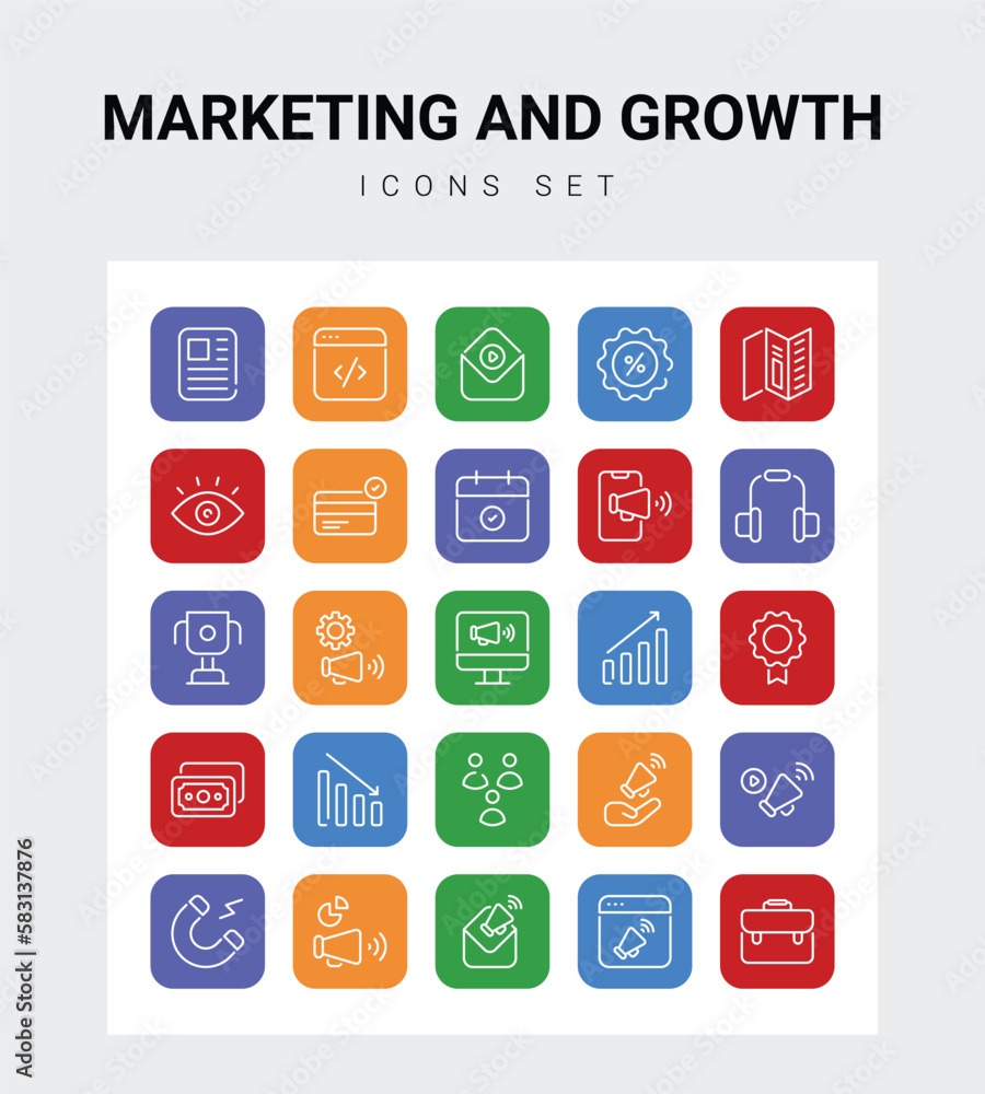 Marketing and Growth related icon set Marketing and Growth related icon set