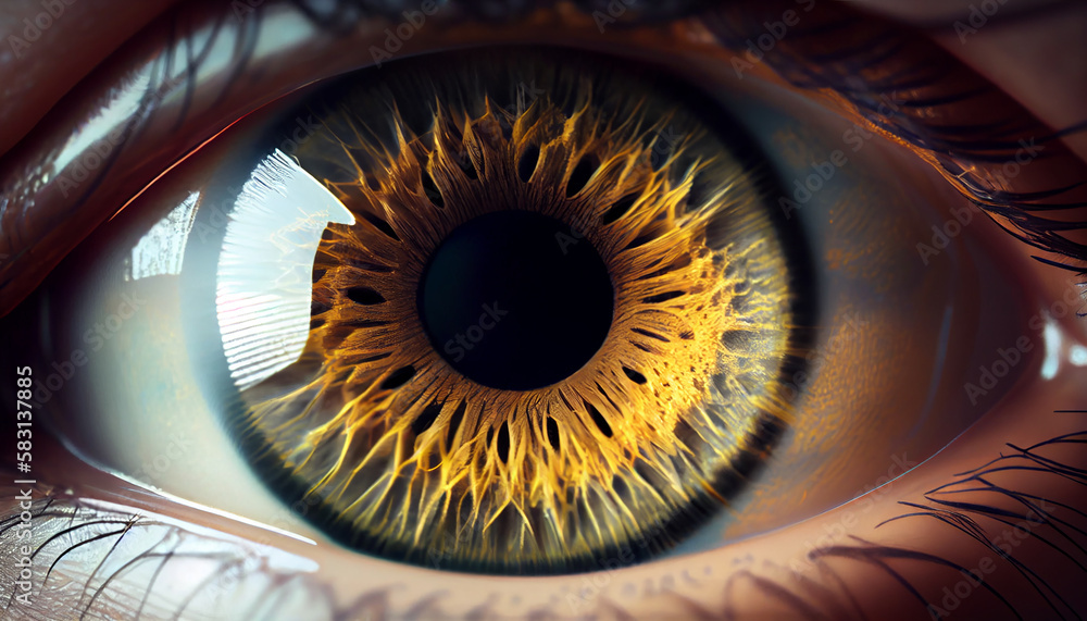 Close up of human eye with abstract patterns ,generative AI