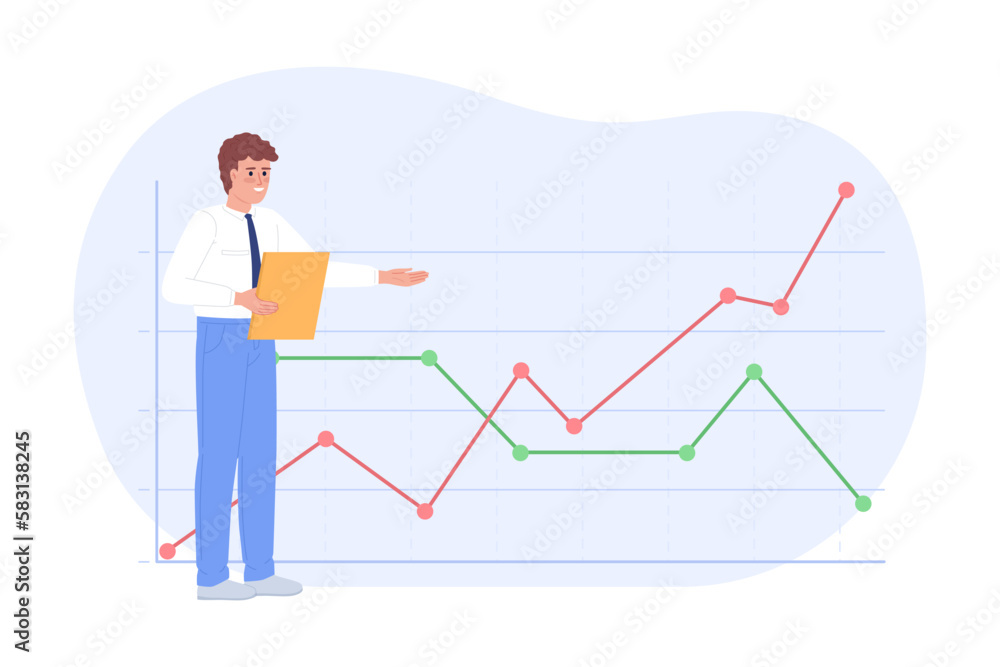 Creating line chart for forecasting business trends flat concept vector spot illustration. Editable 2D cartoon character on white for web design. Predict sales creative idea for website, mobile app Creating line chart for forecasting business trends flat concept vector spot illustration. Editable 2D cartoon character on white for web design. Predict sales creative idea for website, mobile app