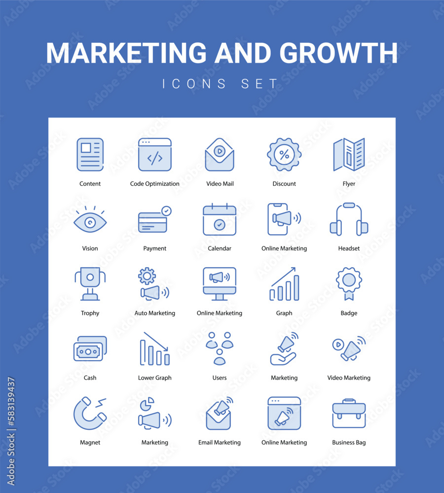 Marketing and Growth related icon set Marketing and Growth related icon set