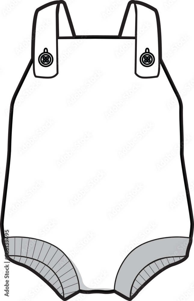 Fototapeta premium BABY'S KNIT ROMPER VECTOR FLAT DRAWING. 
