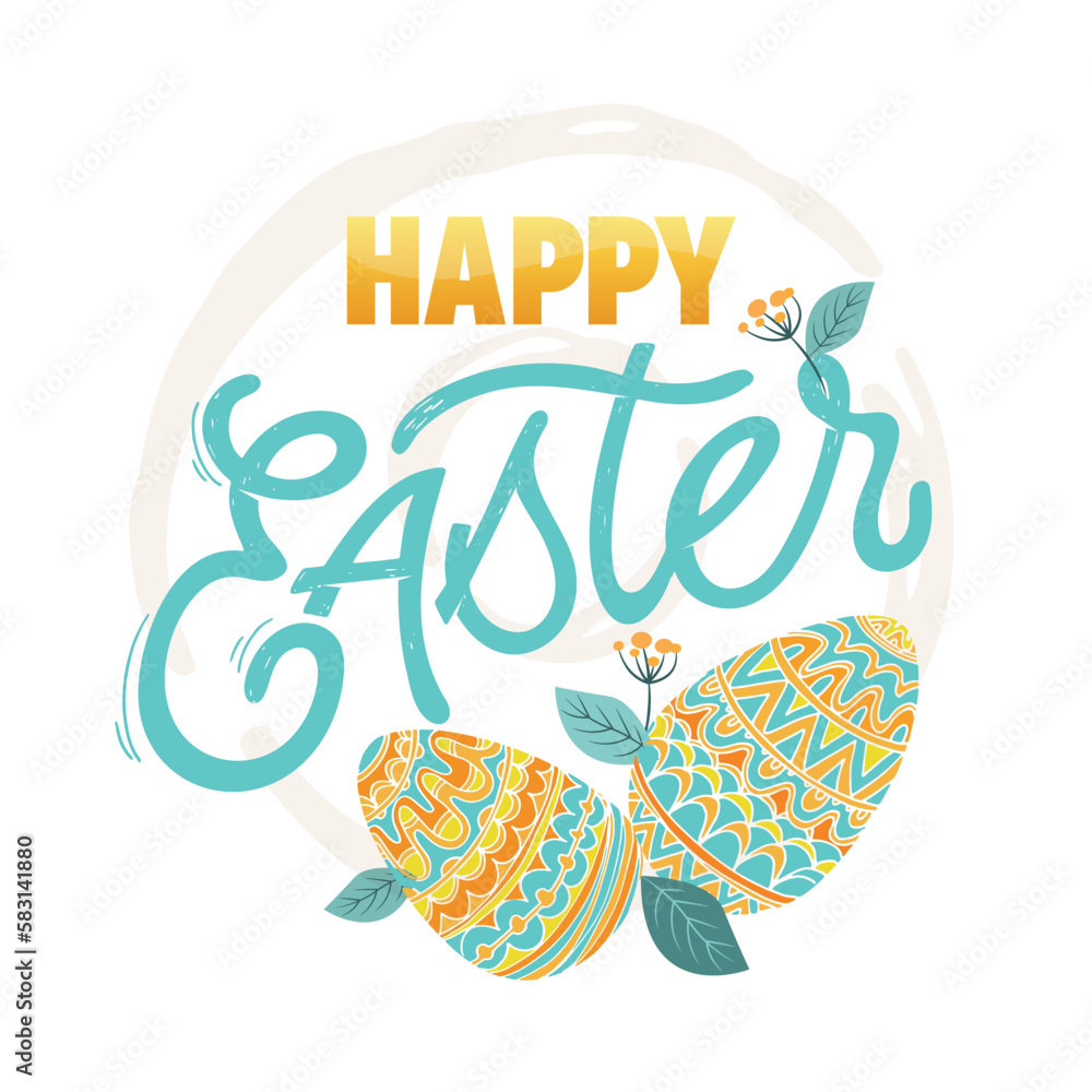 Naklejka premium Lettering about Easter for flyer and print design. Vector illustration. Templates for banners, posters, greeting postcards.