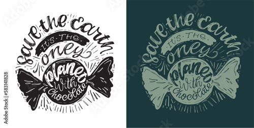 Hand sketched text 'Happy Earth Day'. Vector lettering for postcard banner template. Eco friendly ecology concept. World environment background