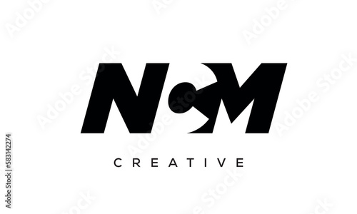 NCM letters negative space logo design. creative typography monogram vector 