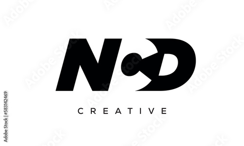 NCD letters negative space logo design. creative typography monogram vector	
