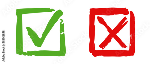 Set check mark and cross. Vector illustartion