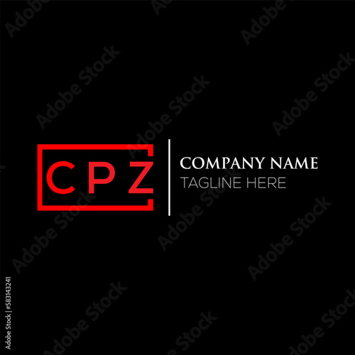 CPZ letter logo design on black background. CPZ creative initials letter logo concept. CPZ letter design. CPZ letter design on black background. CPZ logo vector.
 photo