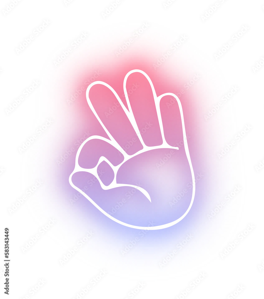 Obraz premium Set of Hands poses neon