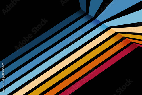 Vintage Striped Backgrounds, Posters, Banner Samples, Retro Colors from the 70s