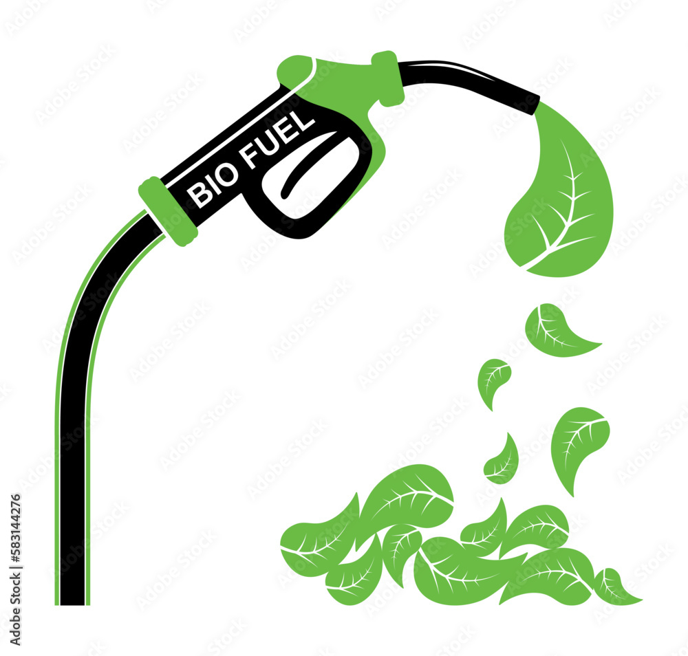 Bio fuel concept icon with green leaf, fuel pistol vector design. Bio ...
