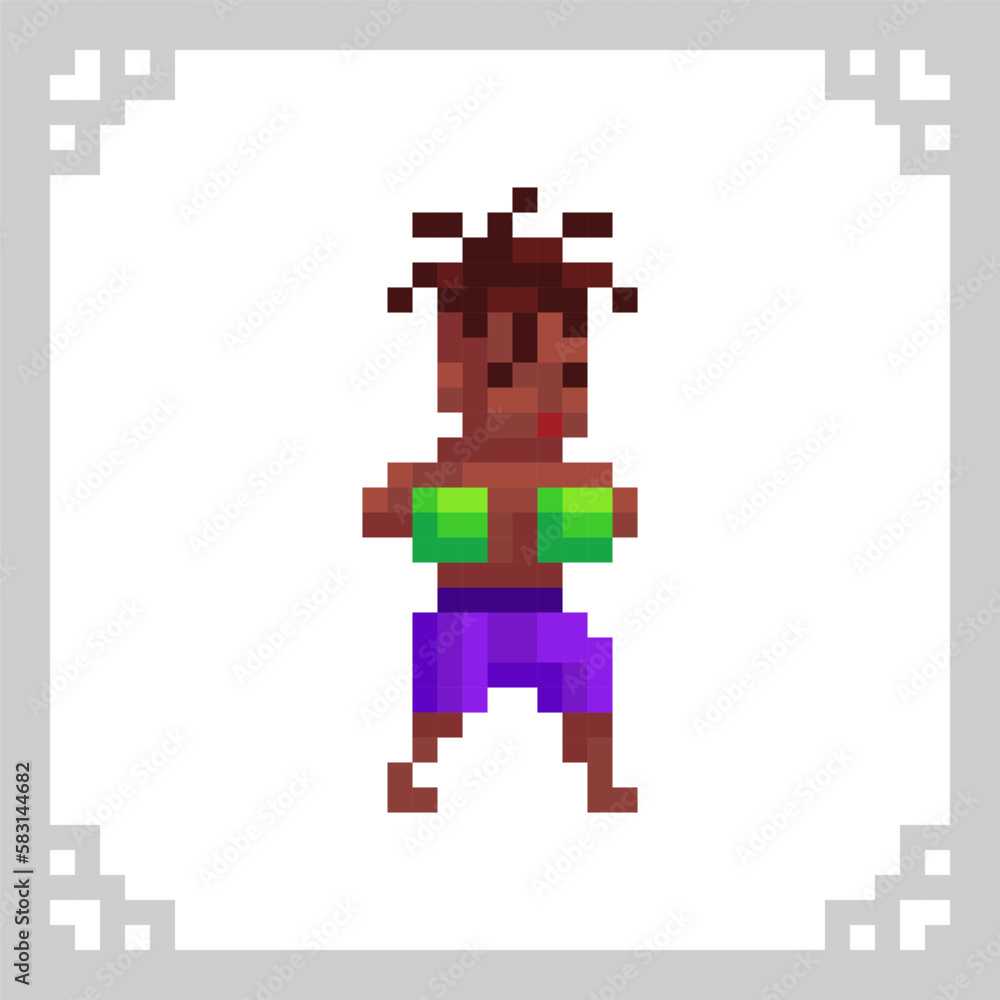 African American fighter. Black boxer sportsman in green boxing gloves African American fighter. Black boxer sportsman in green boxing gloves