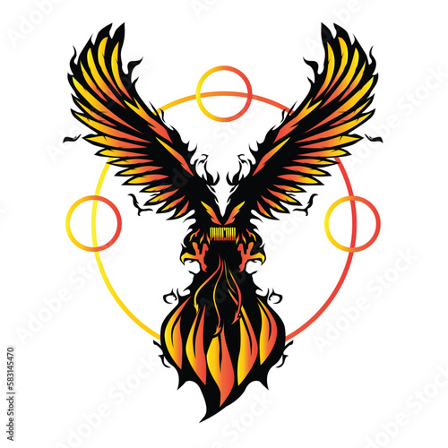 Phoenix Fire bird illustration and character design