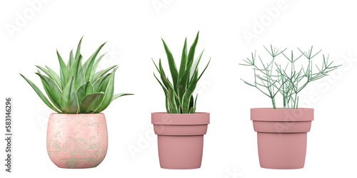 Set of Transparent Plant Cut-Outs with pink pot Cutting-Edge Greenery