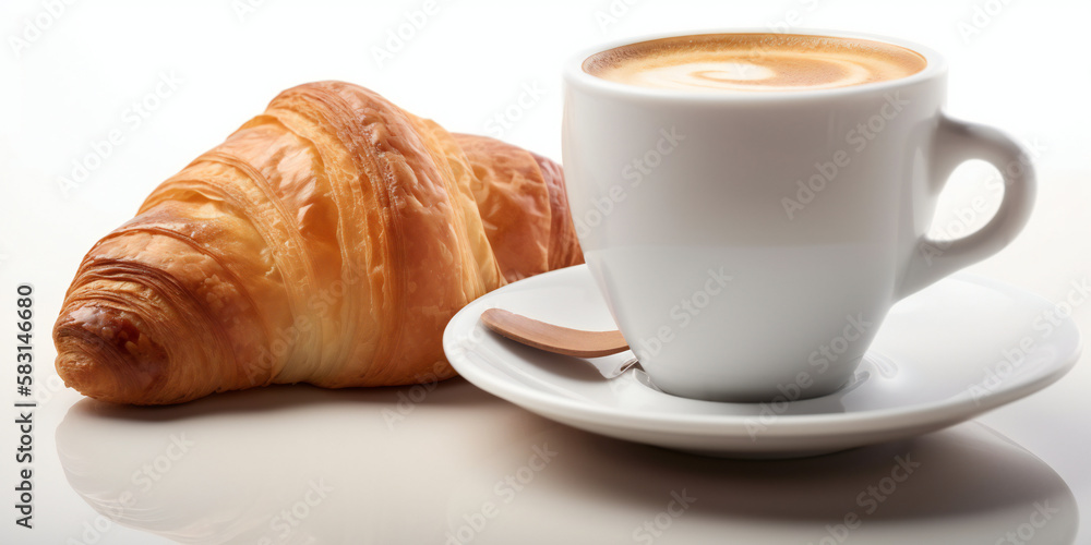 cup of coffee and croissant cup of coffee and croissant