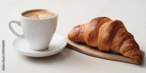 Fototapeta Naklejka Na Ścianę i Meble -  cup of coffee and croissant