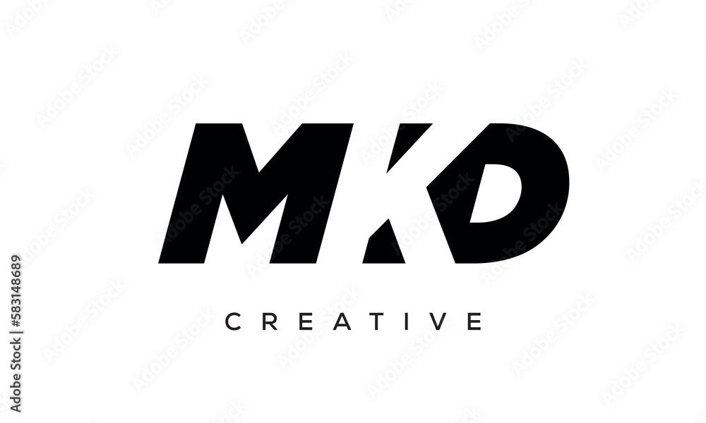 MKD letters negative space logo design. creative typography monogram vector MKD letters negative space logo design. creative typography monogram vector