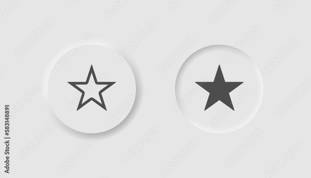 Add to favorite icon in neumorphism style. Icons for business, white UI, UX. Star symbol. Special, best, geometric shape. Neumorphic style. Vector illustration. Add to favorite icon in neumorphism style. Icons for business, white UI, UX. Star symbol. Special, best, geometric shape. Neumorphic style. Vector illustration.