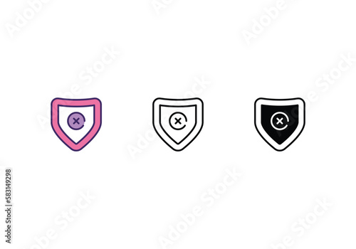 shield icons set with 3 styles, vector stock illustration