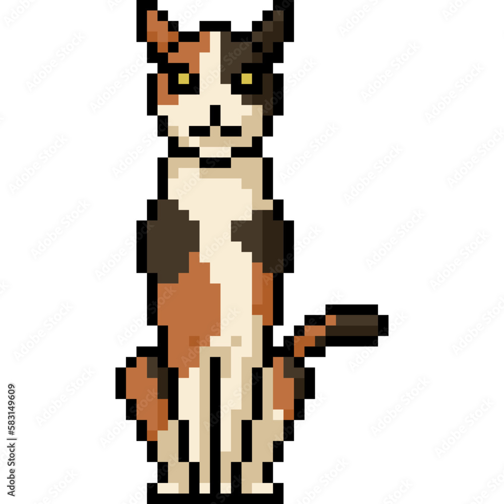 pixel art slim cat sit