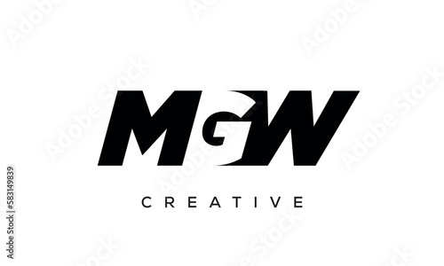 MGW letters negative space logo design. creative typography monogram vector 