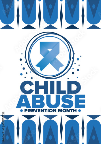 Child Abuse Prevention Month. Celebrate annual in April in United States. Stop child violence. Children protection and safety month. Unity for children. Poster, banner, background. Vector illustration