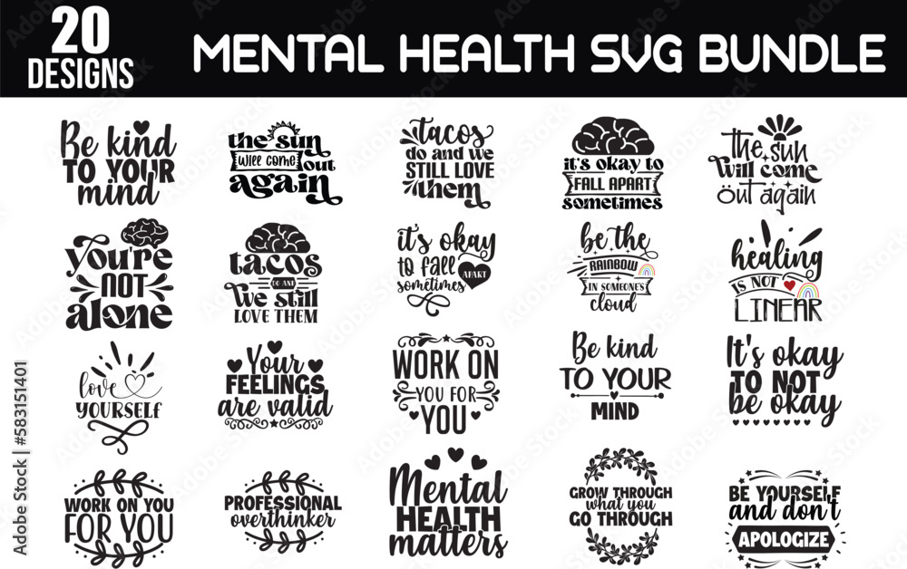 Mental Health SVG Bundle, Inspirational svg, Positive SVG, Motivational SVG, Hope Svg, Mental Health Awareness, Cut Files for Cricut, Positive SVG, Self Love SVG, Motivational svg, Mental Health Aware