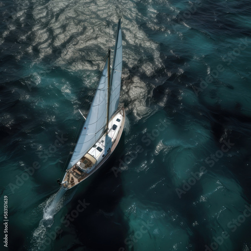 Yacht in the sea. AI generative.