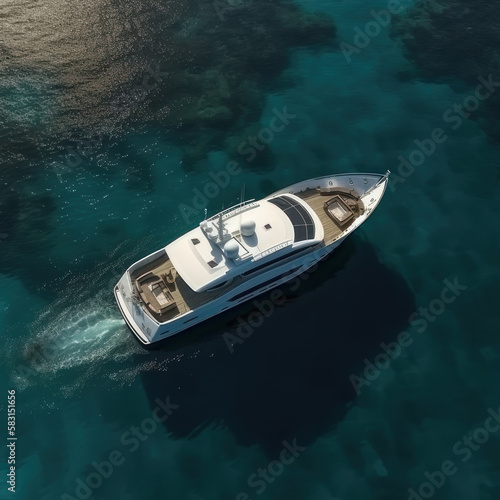 Yacht in the ocean. AI generative.