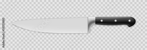 Vector realistic kitchen knife on an isolated transparent background. Knife png. Kitchen appliances png.