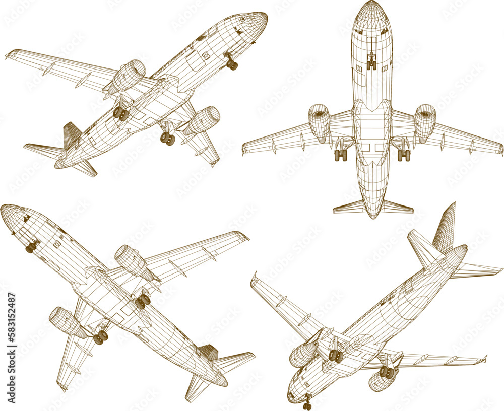 Commercial jetbus airplane illustration vector sketch Commercial jetbus airplane illustration vector sketch