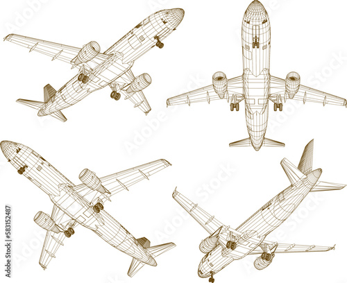 Commercial jetbus airplane illustration vector sketch