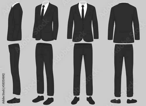 fashion man isolated, front, back and side view, vector illustration, businessman suit uniform