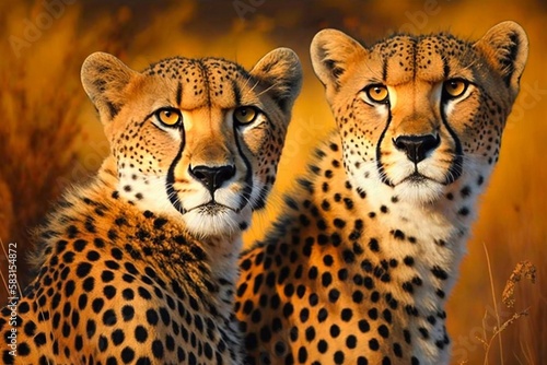 Two cheetahs. Generative AI © Andrii 