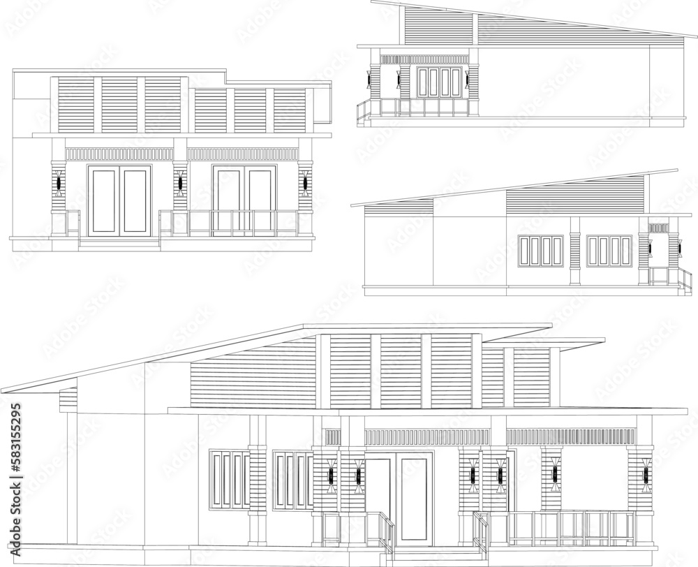 Modern minimalist simple house illustration vector sketch