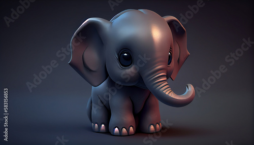 Cute elephant illustration in nature with animal trunk ,generative AI