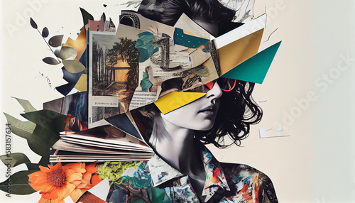 Young adult woman holding book, smiling cheerfully indoors ,generative AI