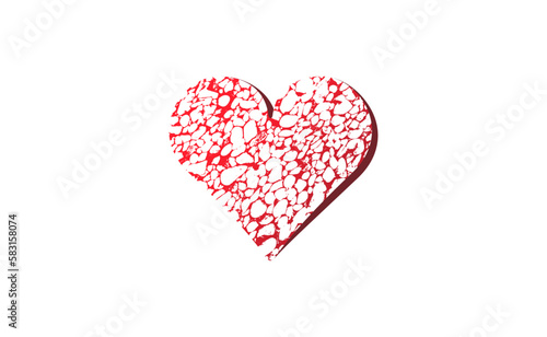 Retro style red heart on white background. Romantic vintage love illustration for use in wedding cards, romantic projects, valentine's day design.
