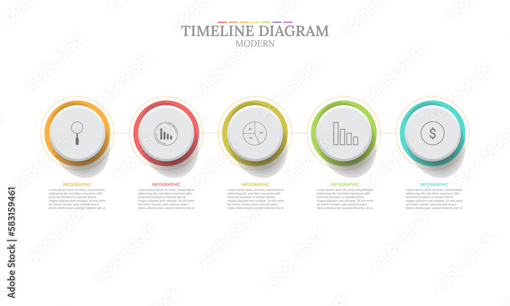 business info graphic template. 5 business phases, with modern time line diagram, presentation info graphic