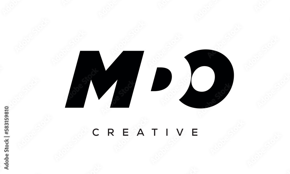 MDO letters negative space logo design. creative typography monogram vector MDO letters negative space logo design. creative typography monogram vector