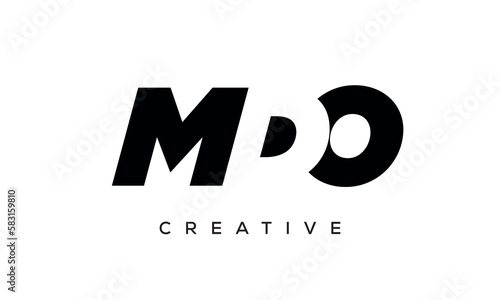 MDO letters negative space logo design. creative typography monogram vector 