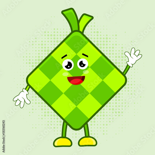 Cute Ketupat Character, Cute Ketupat Character is a charming Indonesian food mascot design featuring a lovable ketupat character that's perfect for a variety of applications