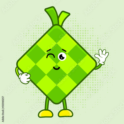 Cute Ketupat Character, Cute Ketupat Character is a charming Indonesian food mascot design featuring a lovable ketupat character that's perfect for a variety of applications