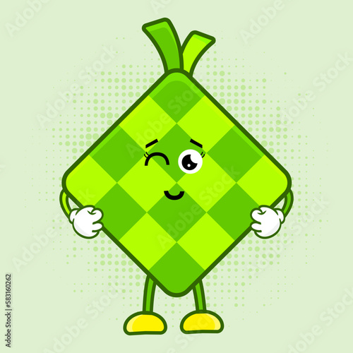 Cute Ketupat Character, Cute Ketupat Character is a charming Indonesian food mascot design featuring a lovable ketupat character that's perfect for a variety of applications