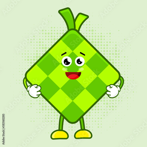 Cute Ketupat Character, Cute Ketupat Character is a charming Indonesian food mascot design featuring a lovable ketupat character that's perfect for a variety of applications