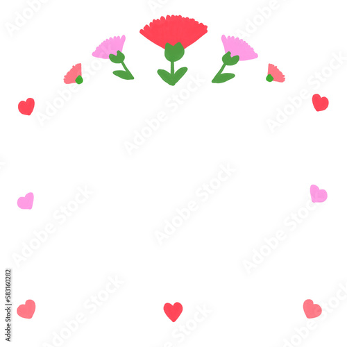 pink  red carnation flower frame